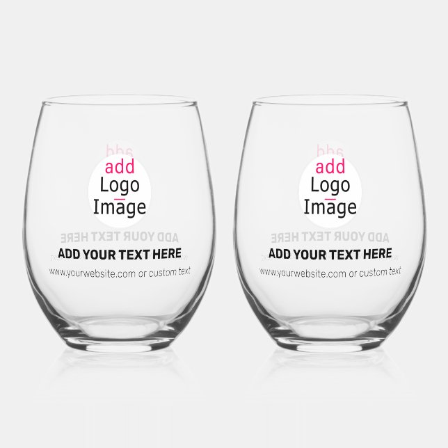 Modern Professional Customisable Business Chic  Stemless Wine Glass (Front)