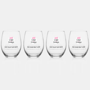 Modern Professional Customisable Business Chic Stemless Wine Glass