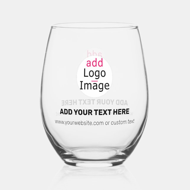 Modern Professional Customisable Business Chic  Stemless Wine Glass (Front)