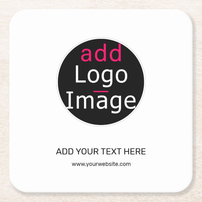 Modern Professional Customisable Business White  Square Paper Coaster (Front)
