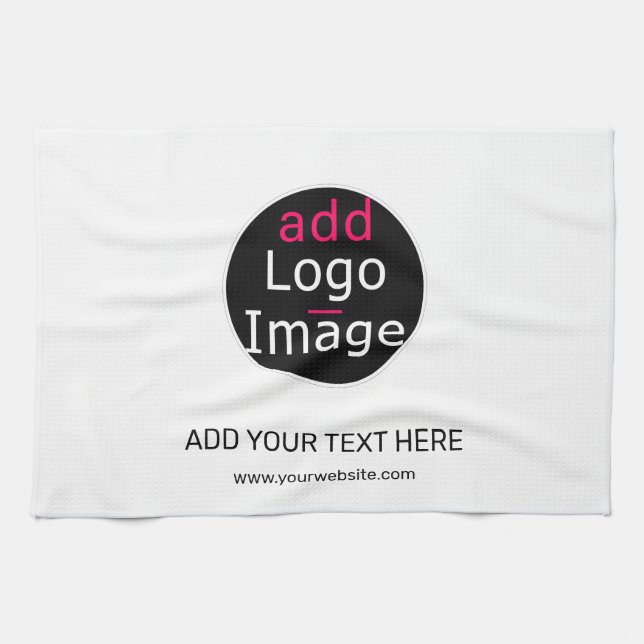 Modern Professional Customisable Business White Tea Towel (Horizontal)