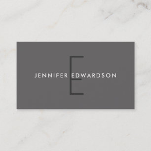 Modern professional dark grey monogrammed business business card