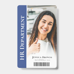 Modern Professional Deep Blue Employee Photo ID Badge