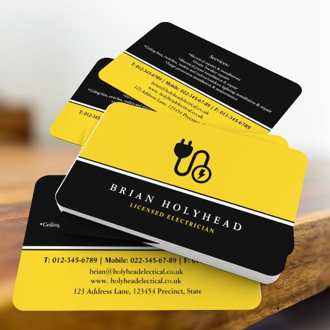 Modern Professional Domestic Electrician Business Card (Creator Uploaded)