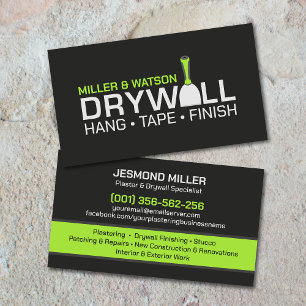 Modern Professional Drywall Plastering Services Business Card
