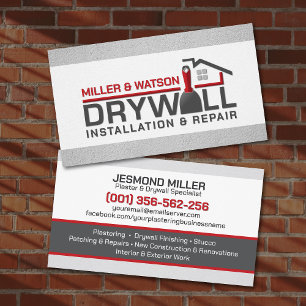 Modern Professional Drywall Plastering Services Business Card