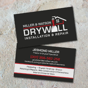 Modern Professional Drywall Plastering Services Business Card