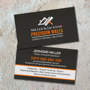 Modern Professional Drywall Plastering Services Business Card