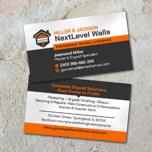 Modern Professional Drywall Plastering Services Business Card
