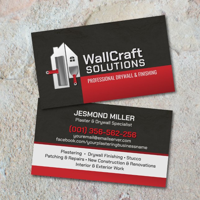 Modern Professional Drywall Plastering Services  Business Card (Creator Uploaded)