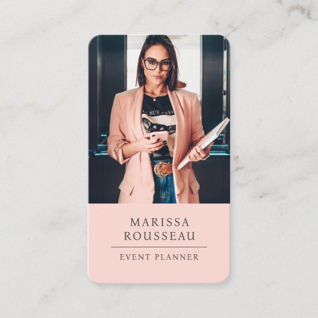 Modern Professional Dusty Pink Photo Notary Business Card (Front)