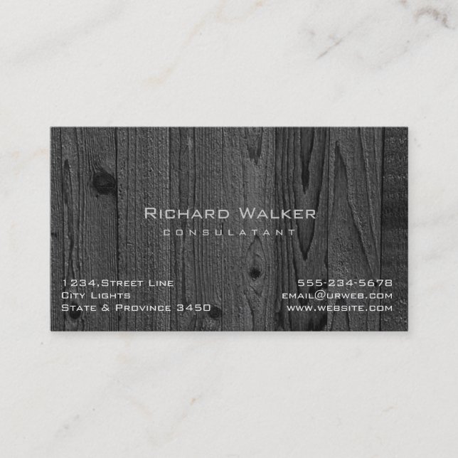 Modern Professional elegant Black Wood Simple Business Card (Front)