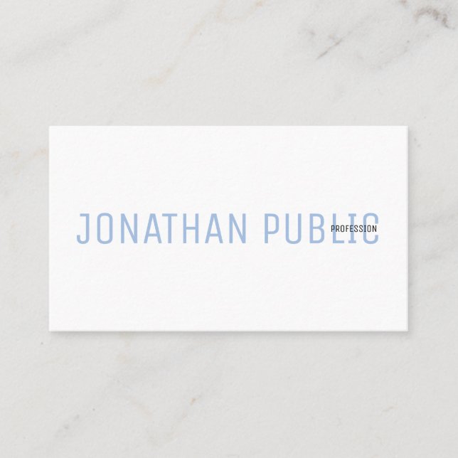 Modern Professional Elegant Blue and White Simple Business Card (Front)