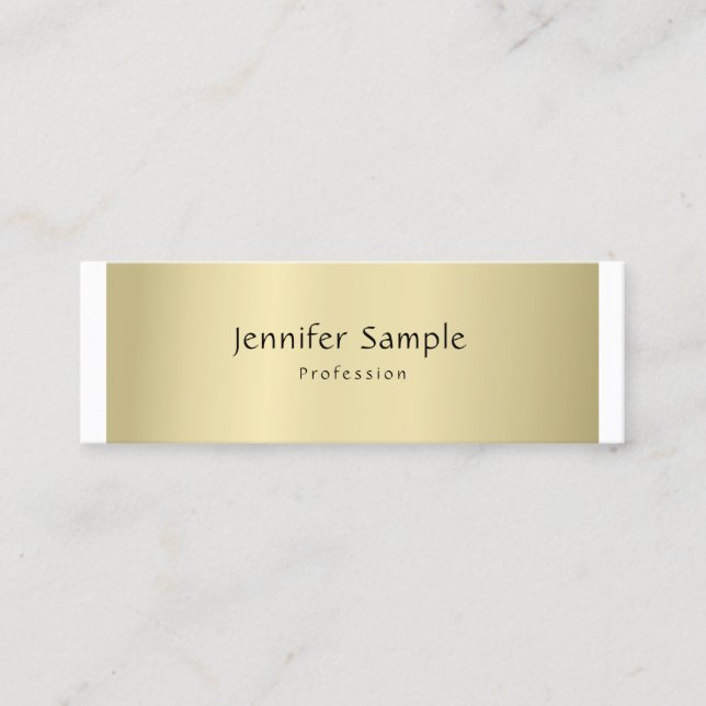 Modern Professional Elegant Gold Look Minimal Mini Business Card (Front)