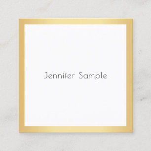 Modern Professional Elegant Gold White Template Square Business Card