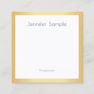 Modern Professional Elegant Gold White Template Square Business Card
