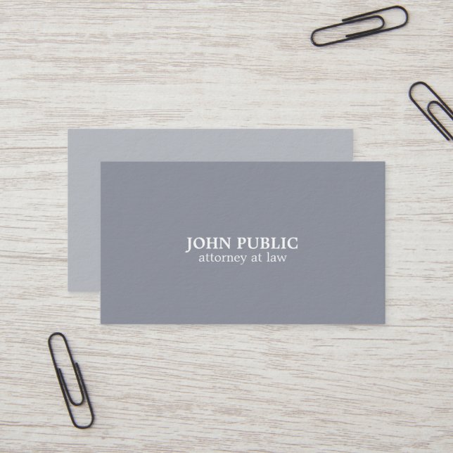 Modern Professional Elegant Grey Attorney Lawyer Business Card (Front/Back In Situ)