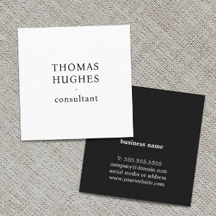 Modern Professional Elegant Minimal Black White Square Business Card