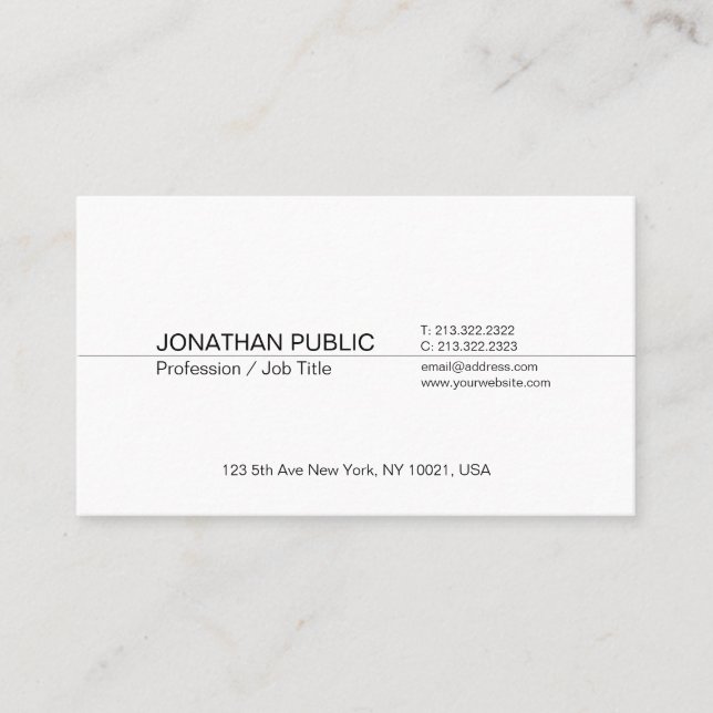 Modern Professional Elegant Minimalist Template Business Card (Front)