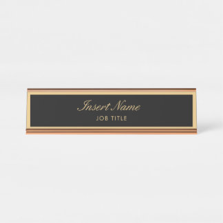 Modern Professional Elegant Script Gold Desk Name Plate