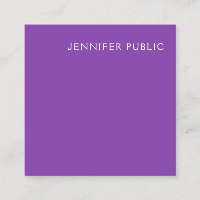 Modern Professional Elegant Violet Template Trendy Square Business Card (Front)