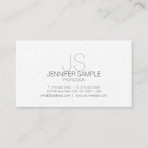 Modern Professional Elegant White Monogram Simple Business Card