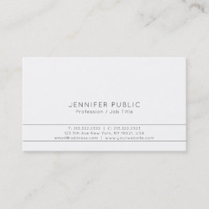 Modern Professional Elegant White Simple Plain Business Card