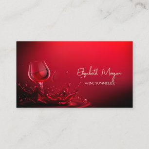 Modern Professional Elegant Wine Glass Red Business Card