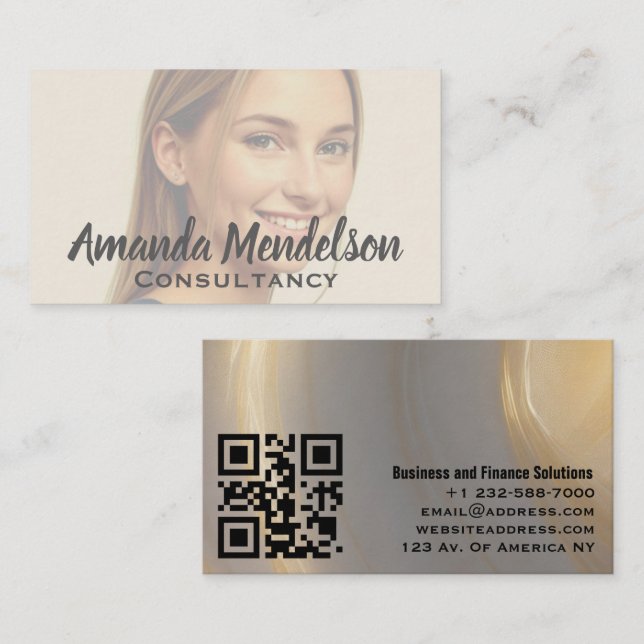 Modern professional full photo overlay QR Business Card (Front/Back)