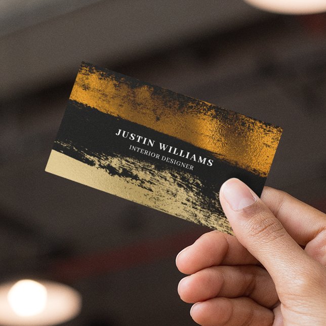 Modern Professional Gold Brush Stroke Abstract Business Card (Creator Uploaded)