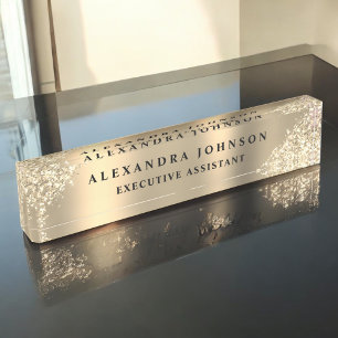 Modern Professional Gold Sparkle Glitter Nameplate
