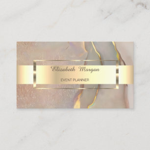 Modern Professional Gold Stripe Pink Opal Business Card