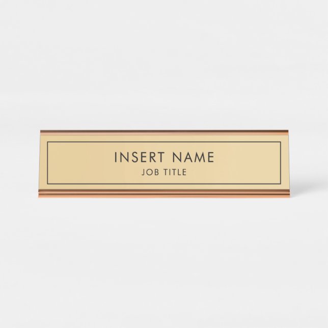 Modern Professional Golden Gradient Desk Name Plate (Front)
