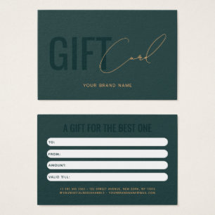 Modern professional green customer gift card