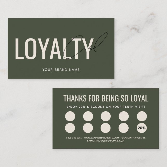Modern professional green customer loyalty card (Front/Back)