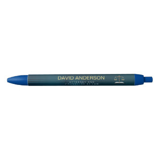 Modern Professional Green Gold Lawyer Black Ink Pen