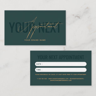 Modern professional green your next appointment card