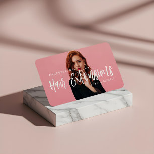 Modern Professional Hair Extensions Business Photo Card