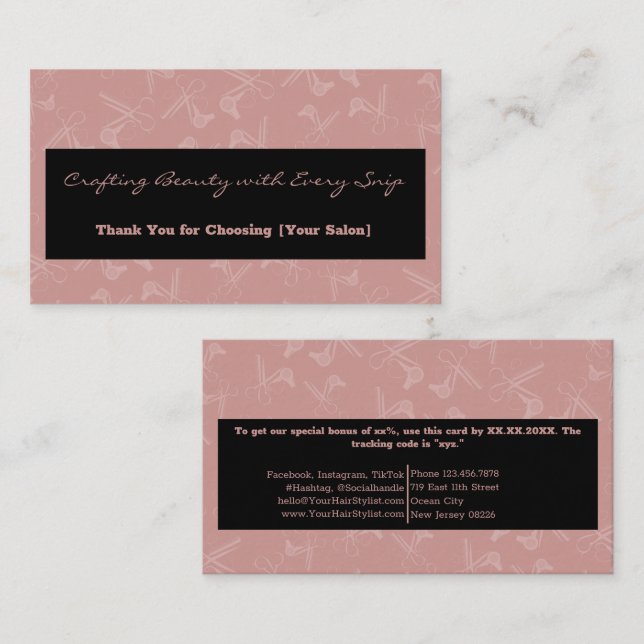 Modern Professional Hair Tools Thank You XX% Discount Card (Front/Back)