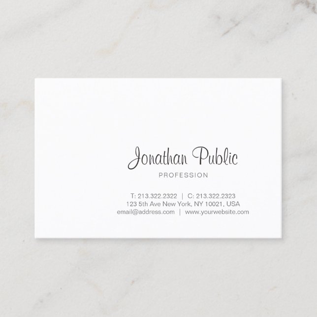 Modern Professional Handwritten Script Elegant Business Card (Front)