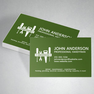 Modern Professional Handyman Services Green Business Card