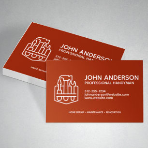 Modern Professional Handyman Services Red Business Card