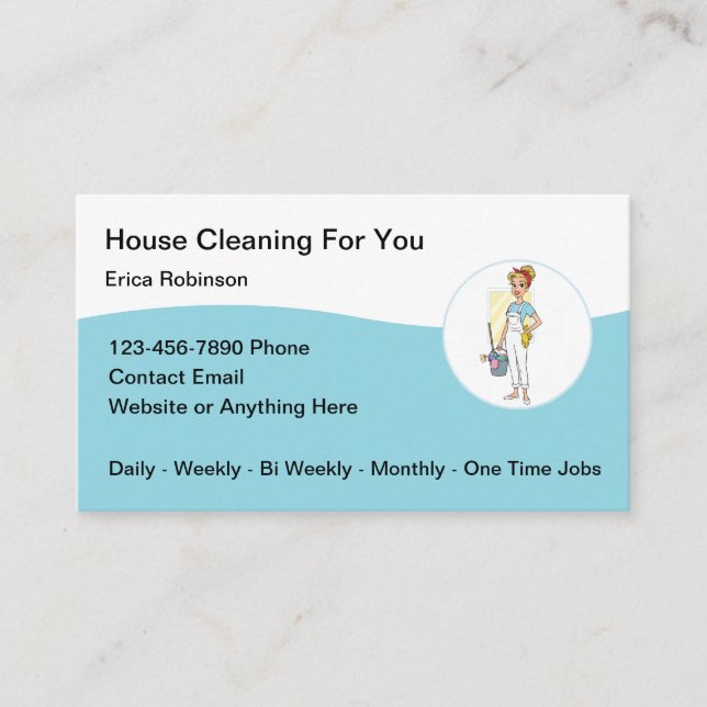 Modern Professional House Cleaning Services Business Card (Front)