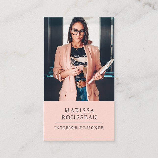 Modern Professional Interior Designer Photo Business Card (Front)