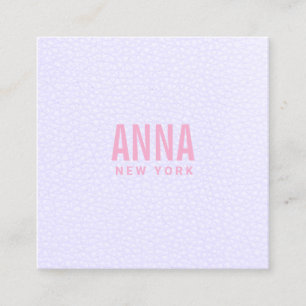 Modern Professional Lavender Pink Leather Square Business Card