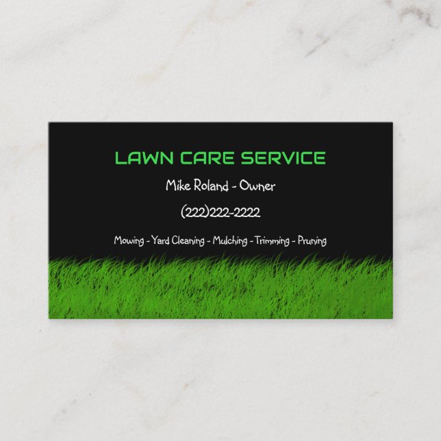 Modern Professional Lawn Care Gardener Services Business Card (Front)