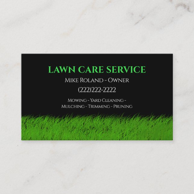 Modern Professional Lawn Care Gardener Services Business Card (Front)