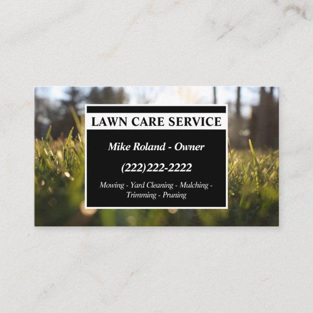 Modern Professional Lawn Care Gardener Services Business Card (Front)