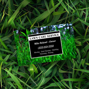Modern Professional Lawn Care Gardener Services Business Card
