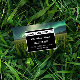 Modern Professional Lawn Care Gardener Services Business Card